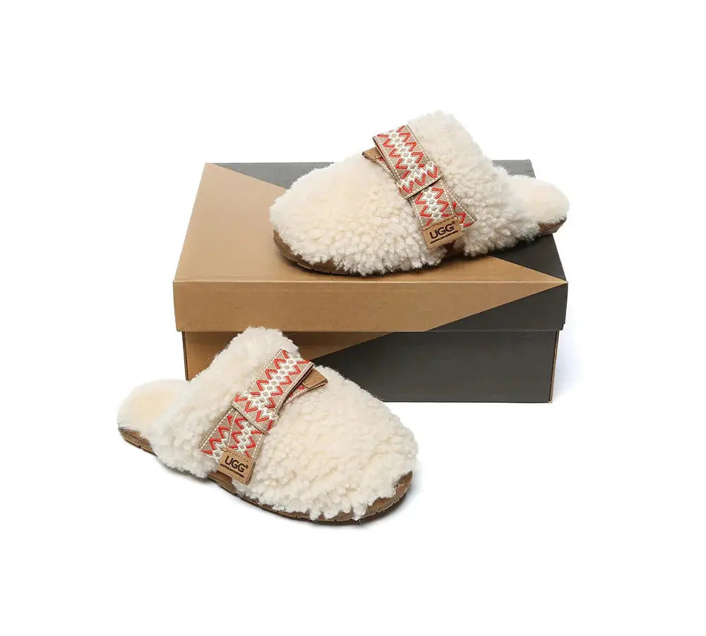 AUSTRALIAN SHEPHERD® UGG Slippers Women Sheepskin Wool Bow Cecil InflSelection