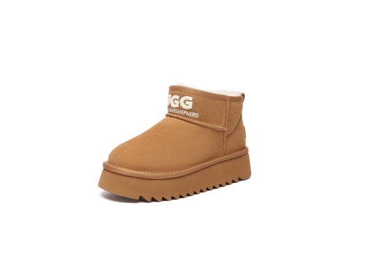 Premium UGG Boots Sheepskin Wool Ankle Platform Helia Women Men InflSelection