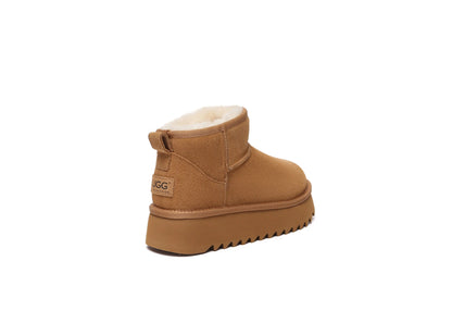 Premium UGG Boots Sheepskin Wool Ankle Platform Helia Women Men InflSelection