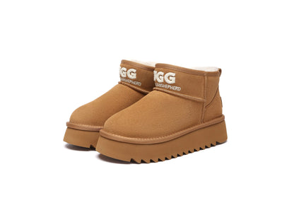 Premium UGG Boots Sheepskin Wool Ankle Platform Helia Women Men InflSelection