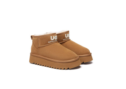 Premium UGG Boots Sheepskin Wool Ankle Platform Helia Women Men InflSelection