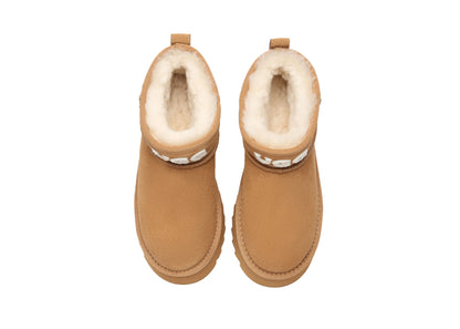 Premium UGG Boots Sheepskin Wool Ankle Platform Helia Women Men InflSelection