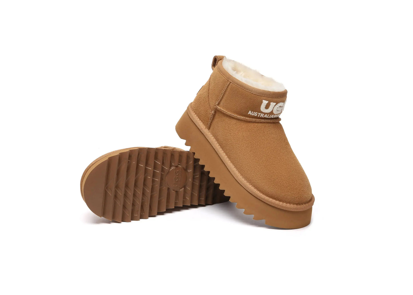 Premium UGG Boots Sheepskin Wool Ankle Platform Helia Women Men InflSelection