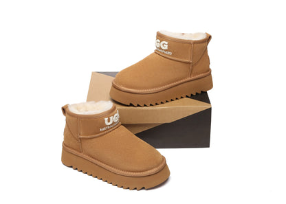 Premium UGG Boots Sheepskin Wool Ankle Platform Helia Women Men InflSelection