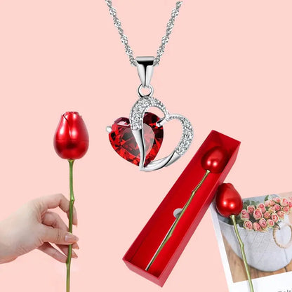 Heart Necklace in Bloom – Perfect Gift in a Rose Gift Box - InflSelection