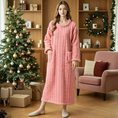 CozyBliss™ Fleece Winter Nightgown ❄️💗 - InflSelection 