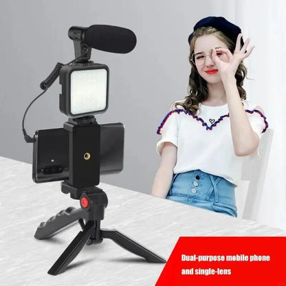 All-in-One Creator Kit – Phone Tripod, Mic & Ring Light for Pro Videos! - InflSelection