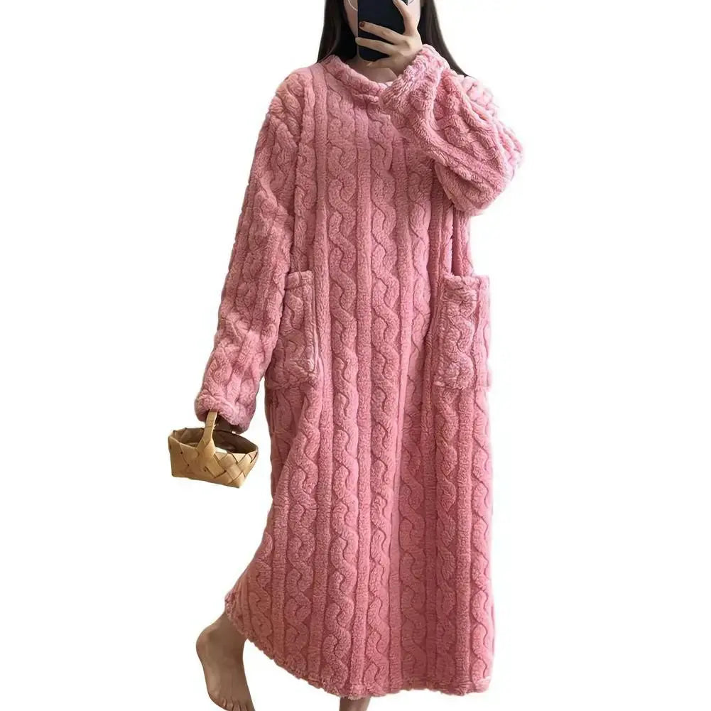 CozyBliss™ Fleece Winter Nightgown ❄️💗 - InflSelection 