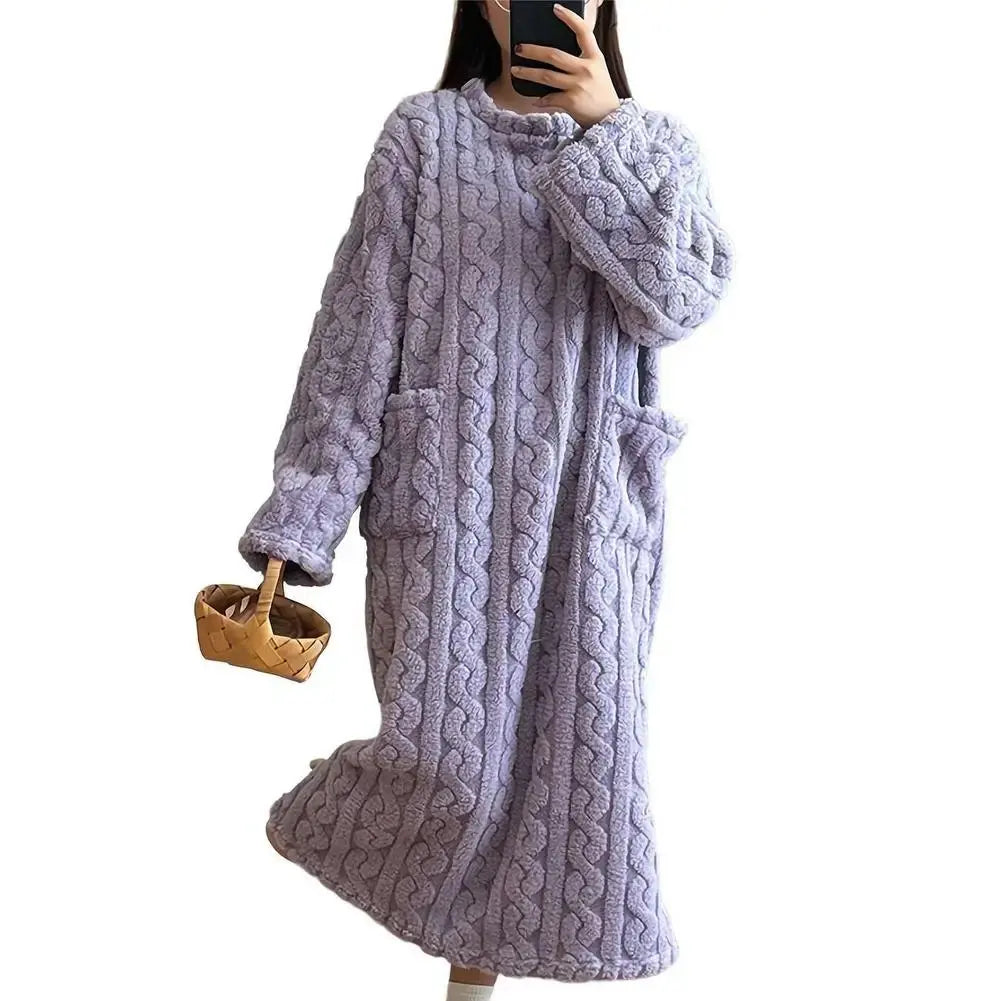 CozyBliss™ Fleece Winter Nightgown ❄️💗 - InflSelection 