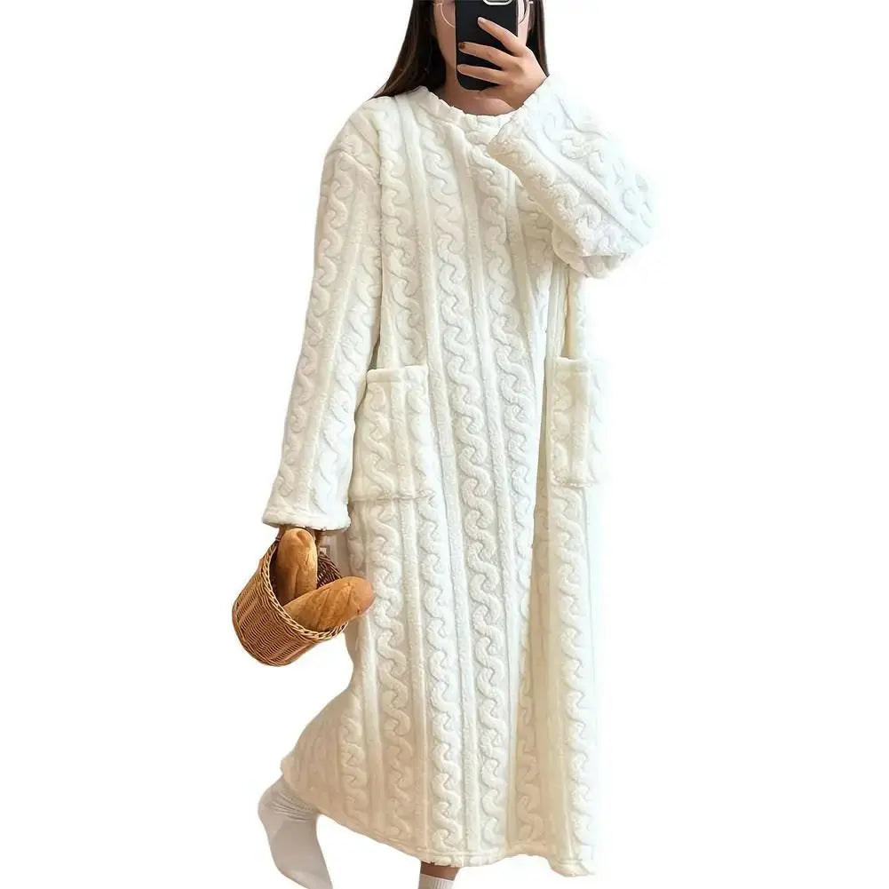 CozyBliss™ Fleece Winter Nightgown ❄️💗 - InflSelection 