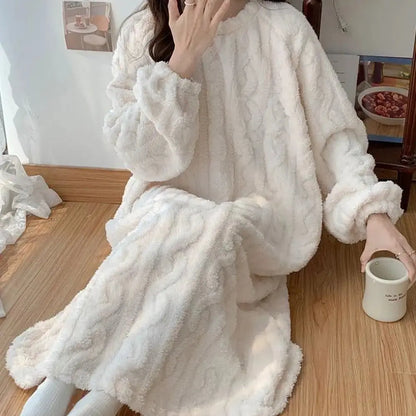 CozyBliss™ Fleece Winter Nightgown ❄️💗 - InflSelection 