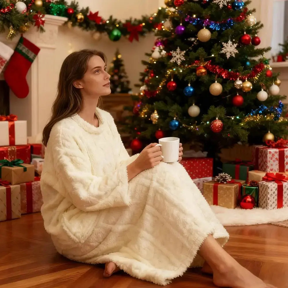 CozyBliss™ Fleece Winter Nightgown ❄️💗 - InflSelection 