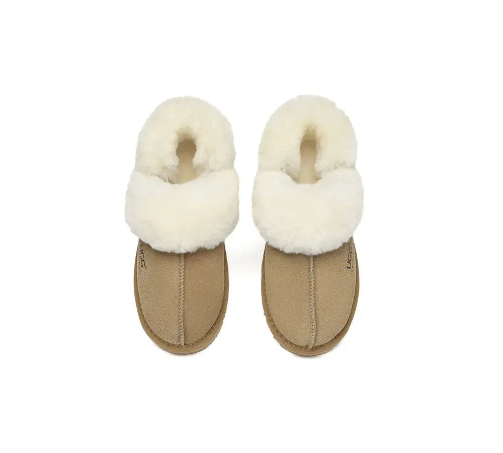 AUSTRALIAN SHEPHERD® 3-Way Style UGG Women Slippers Removable Wool Strap Slingback Muffin Fluffy InflSelection