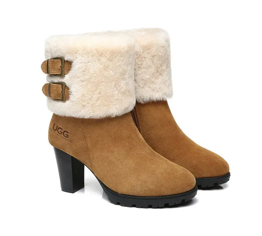AUSTRALIAN SHEPHERD® UGG Boots Women Shearling Zipper Heel Candice InflSelection