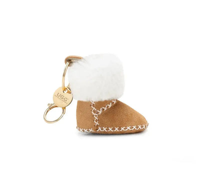 Premium UGG Boot Fluffy Sheepskin Wool Keyring Boris InflSelection