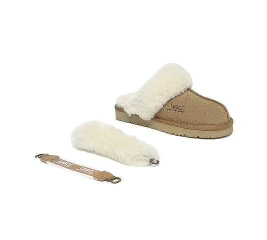 AUSTRALIAN SHEPHERD® 3-Way Style UGG Women Slippers Removable Wool Strap Slingback Muffin Fluffy InflSelection