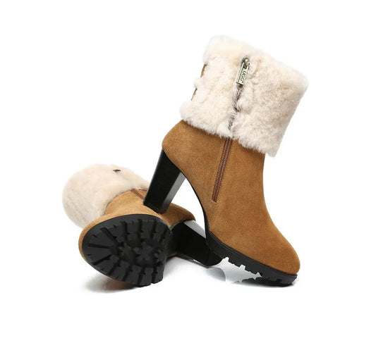 AUSTRALIAN SHEPHERD® UGG Boots Women Shearling Zipper Heel Candice InflSelection