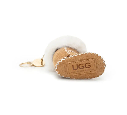 Premium UGG Boot Fluffy Sheepskin Wool Keyring Boris InflSelection