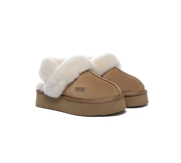 AUSTRALIAN SHEPHERD® UGG Slippers Women Removable Wool Strap Slingback Platform Musa InflSelection