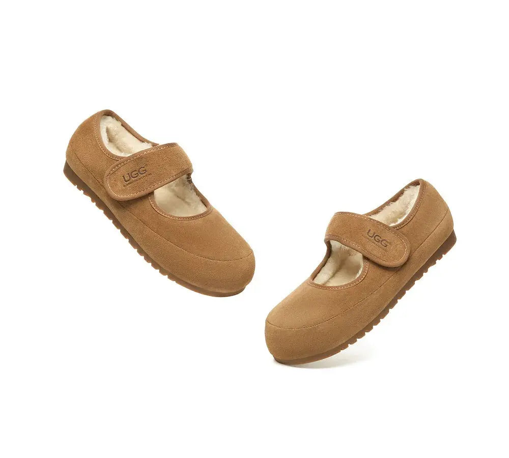 Premium UGG Slippers Sheepskin Wool Adjustable Strap Mary Jane Millie Women InflSelection