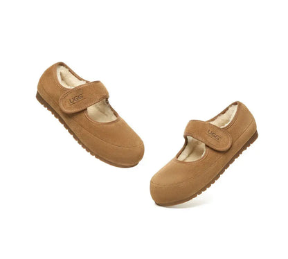 Premium UGG Slippers Sheepskin Wool Adjustable Strap Mary Jane Millie Women InflSelection