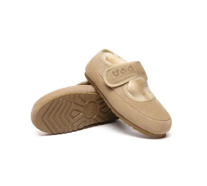 AUSTRALIAN SHEPHERD® UGG Slippers Sheepskin Wool Adjustable Strap Mary Jane Velvi InflSelection