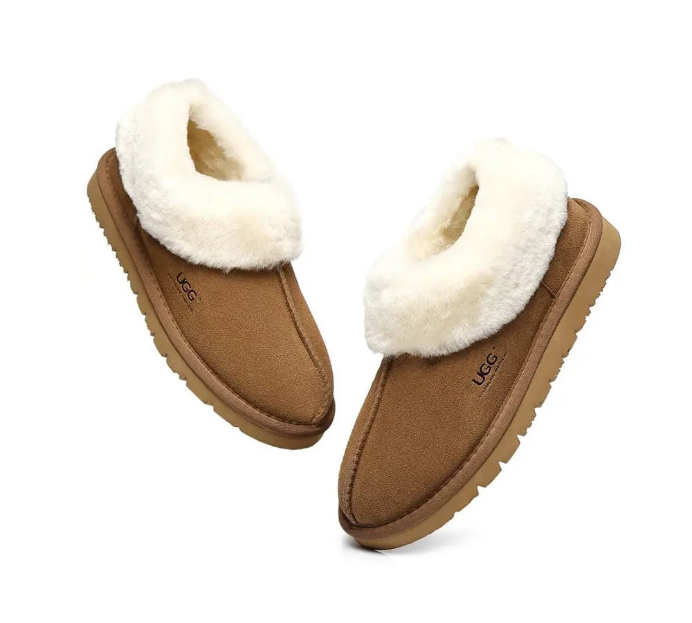 Premium UGG Slippers Sheepskin Wool Ankle Homey Women Men InflSelection