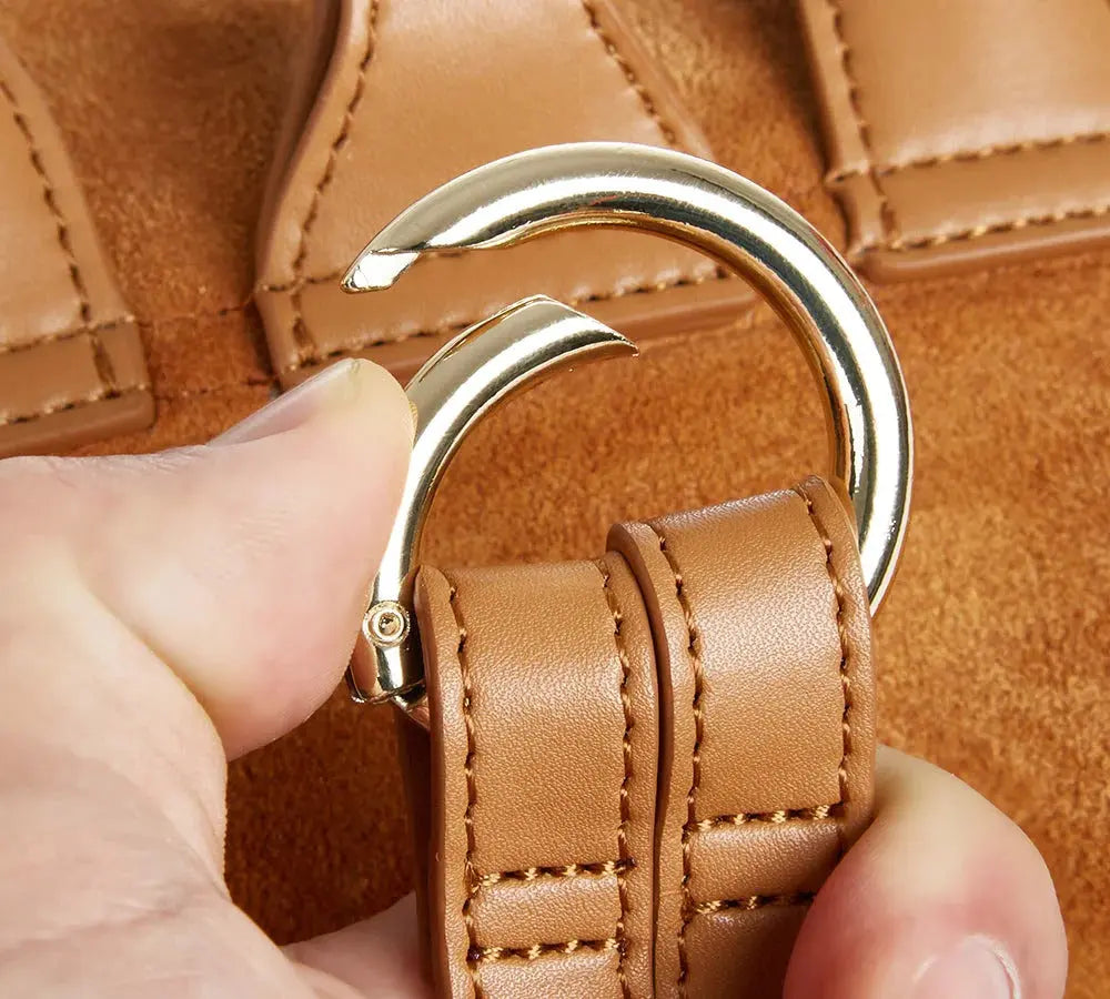 Premium UGG Women Fluffy Wool Adjustable Strap Drawstring Charlie Backpack InflSelection