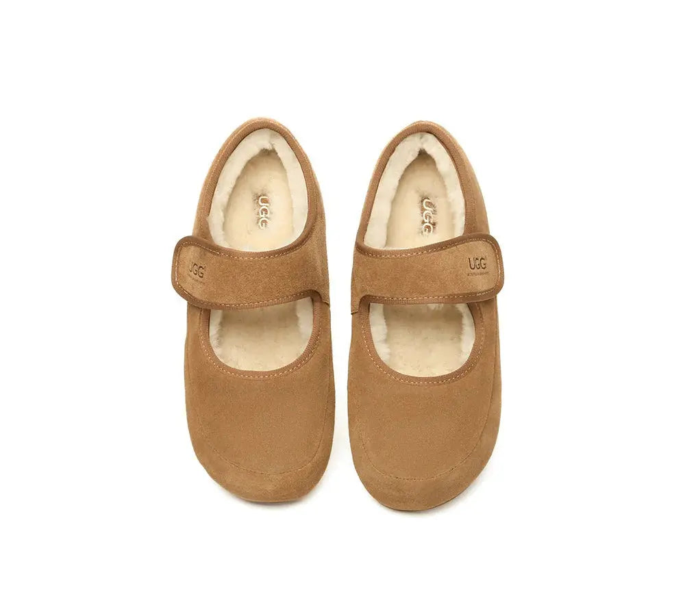 Premium UGG Slippers Sheepskin Wool Adjustable Strap Mary Jane Millie Women InflSelection