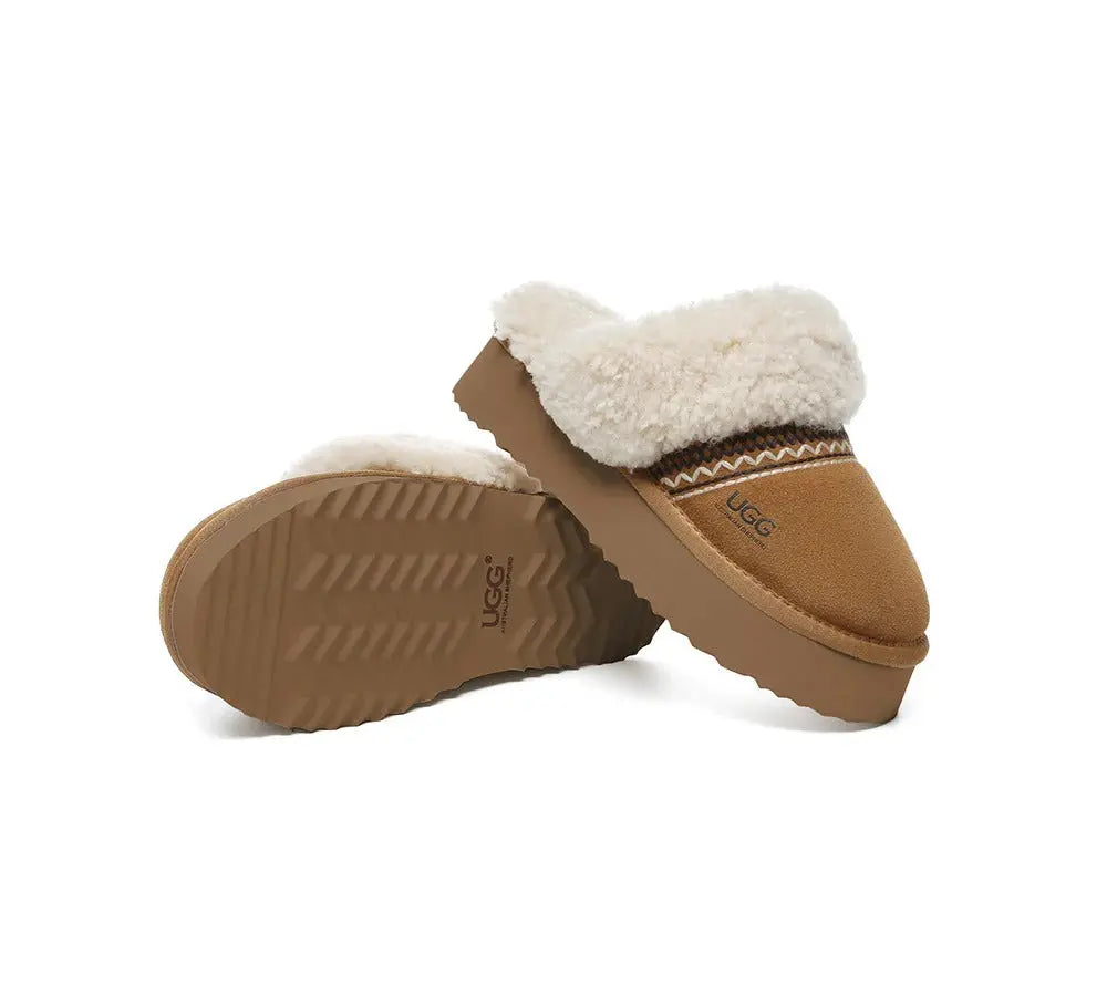 AUSTRALIAN SHEPHERD® UGG Slippers Sheepskin Wool Knitted Platform Isle InflSelection