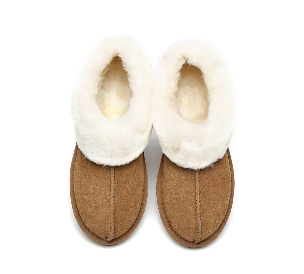 Premium UGG Slippers Sheepskin Wool Ankle Homey Women Men InflSelection