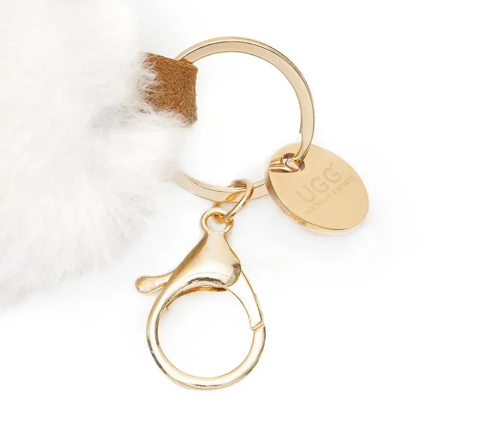 Premium UGG Boot Fluffy Sheepskin Wool Keyring Boris InflSelection