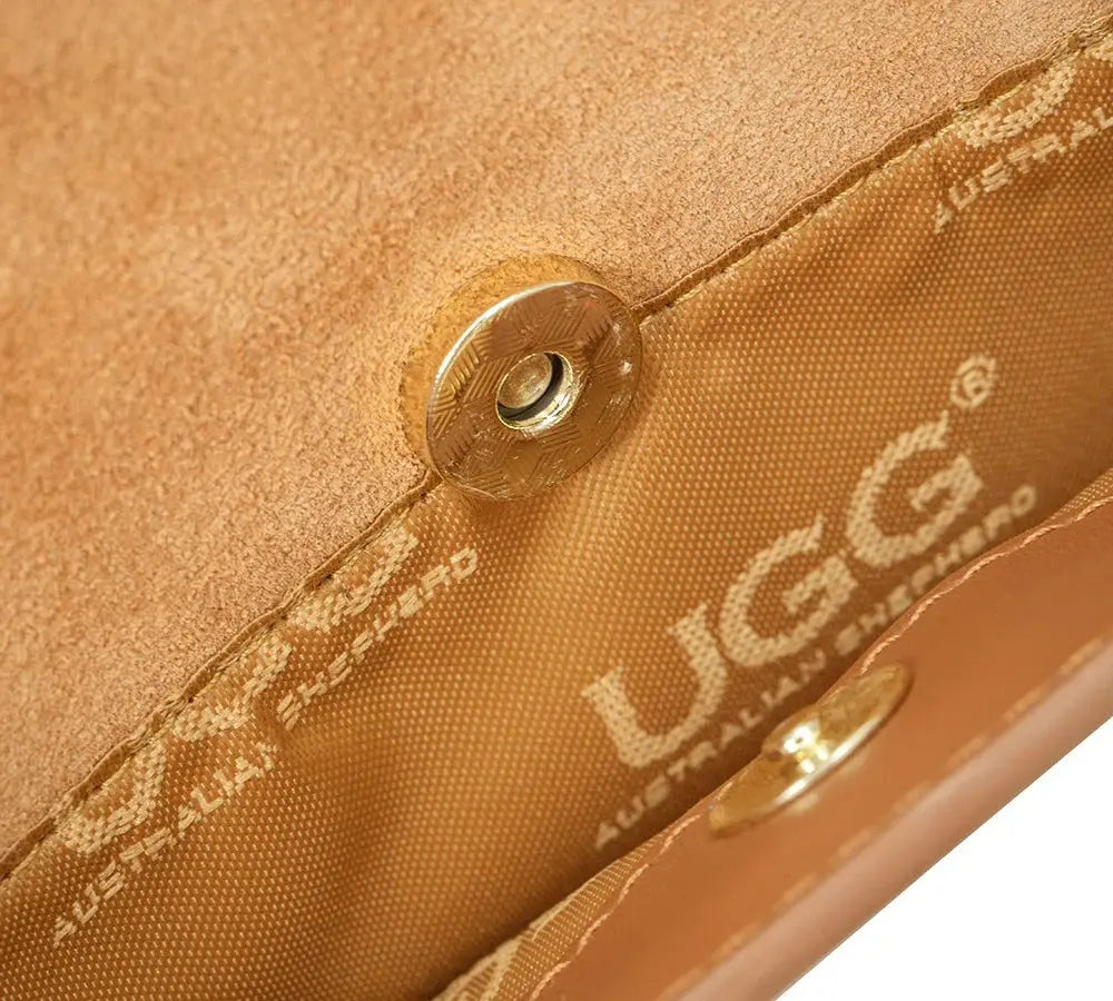 Premium UGG Women Fluffy Wool Adjustable Strap Over Shoulder Saddle Bag InflSelection