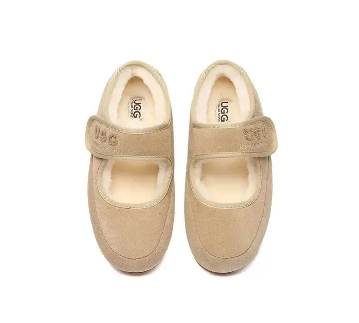 AUSTRALIAN SHEPHERD® UGG Slippers Sheepskin Wool Adjustable Strap Mary Jane Velvi InflSelection