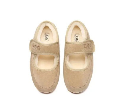 AUSTRALIAN SHEPHERD® UGG Slippers Sheepskin Wool Adjustable Strap Mary Jane Velvi InflSelection
