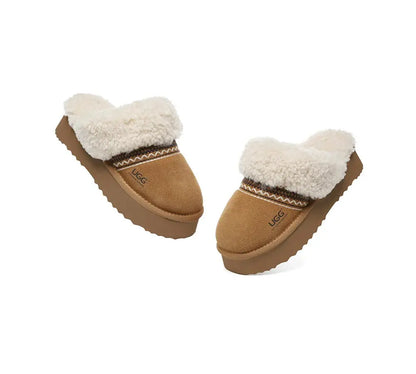 AUSTRALIAN SHEPHERD® UGG Slippers Sheepskin Wool Knitted Platform Isle InflSelection