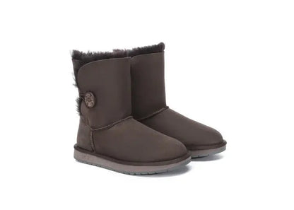AUSTRALIAN SHEPHERD® UGG Boots Double Face Sheepskin Wool Short Button Women Men InflSelection