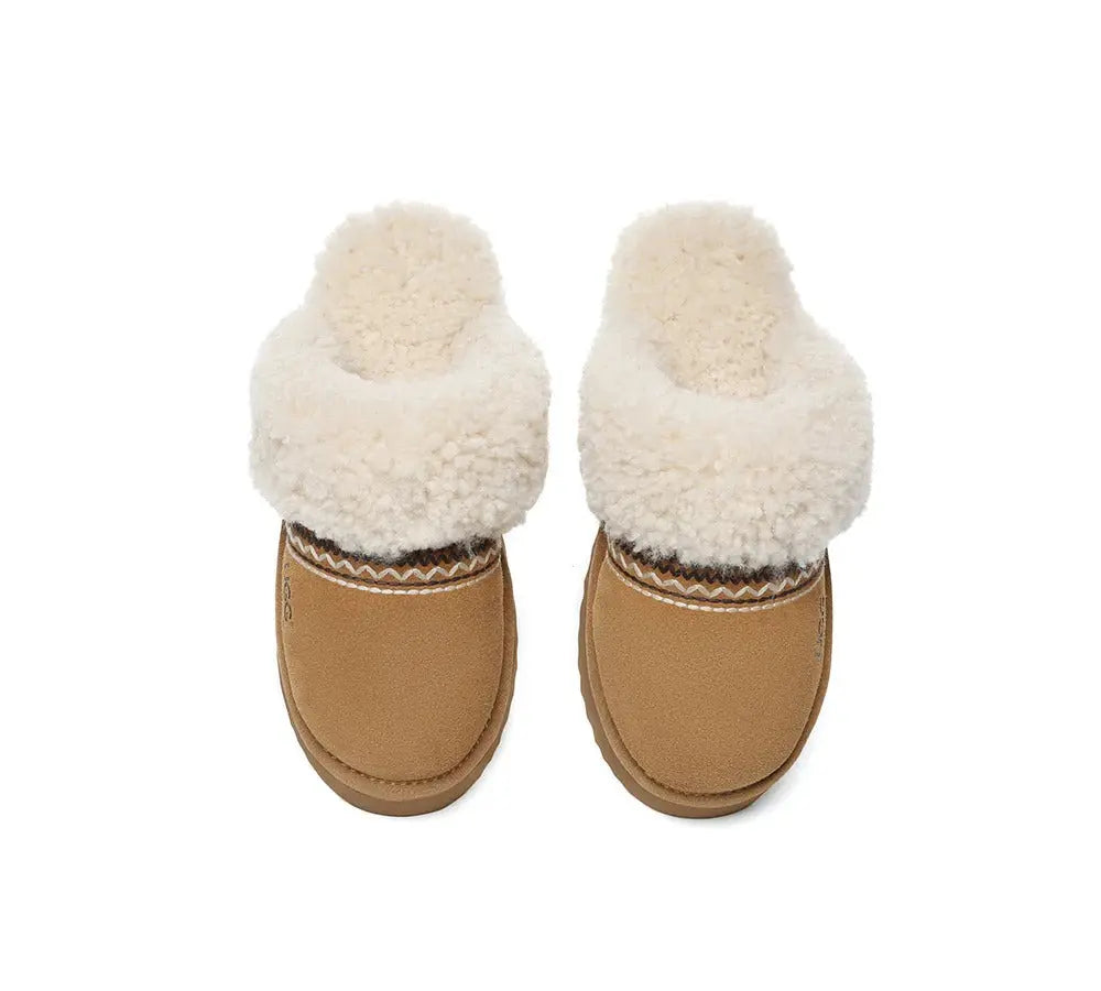 AUSTRALIAN SHEPHERD® UGG Slippers Sheepskin Wool Knitted Platform Isle InflSelection