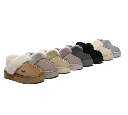 AUSTRALIAN SHEPHERD® UGG Slippers Women Removable Wool Strap Slingback Platform Musa InflSelection