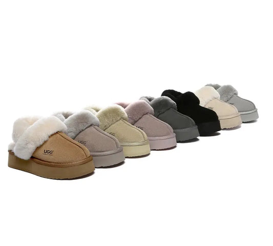 AUSTRALIAN SHEPHERD® UGG Slippers Women Removable Wool Strap Slingback Platform Musa InflSelection