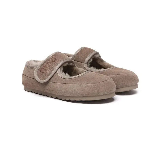 AUSTRALIAN SHEPHERD® UGG Slippers Sheepskin Wool Adjustable Strap Mary Jane Velvi InflSelection