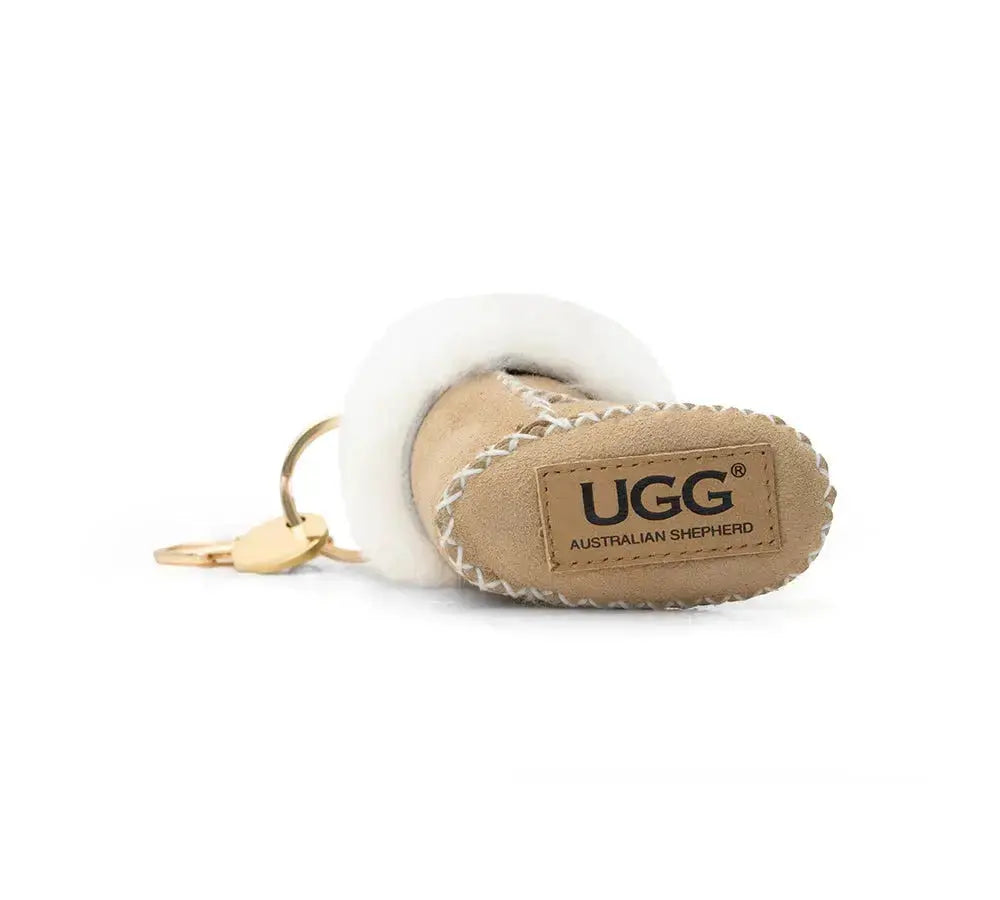 Premium UGG Boot Fluffy Sheepskin Wool Keyring Boris InflSelection