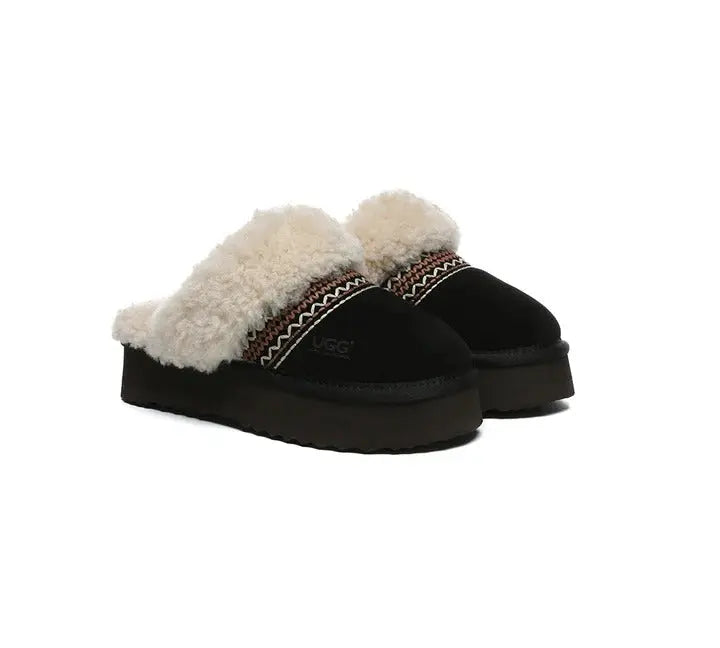 AUSTRALIAN SHEPHERD® UGG Slippers Sheepskin Wool Knitted Platform Isle InflSelection
