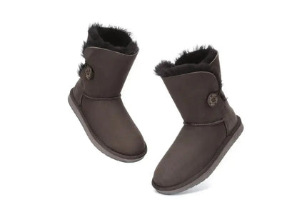 AUSTRALIAN SHEPHERD® UGG Boots Double Face Sheepskin Wool Short Button Women Men InflSelection