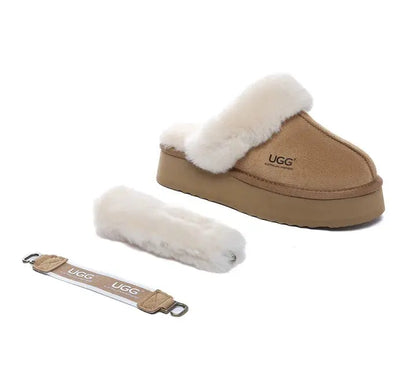 AUSTRALIAN SHEPHERD® UGG Slippers Women Removable Wool Strap Slingback Platform Musa InflSelection