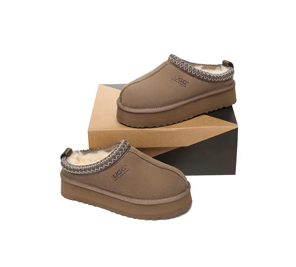 AUSTRALIAN SHEPHERD® UGG Slippers Sheepskin Wool Ankle Platform Tazzy Tay - InflSelection 