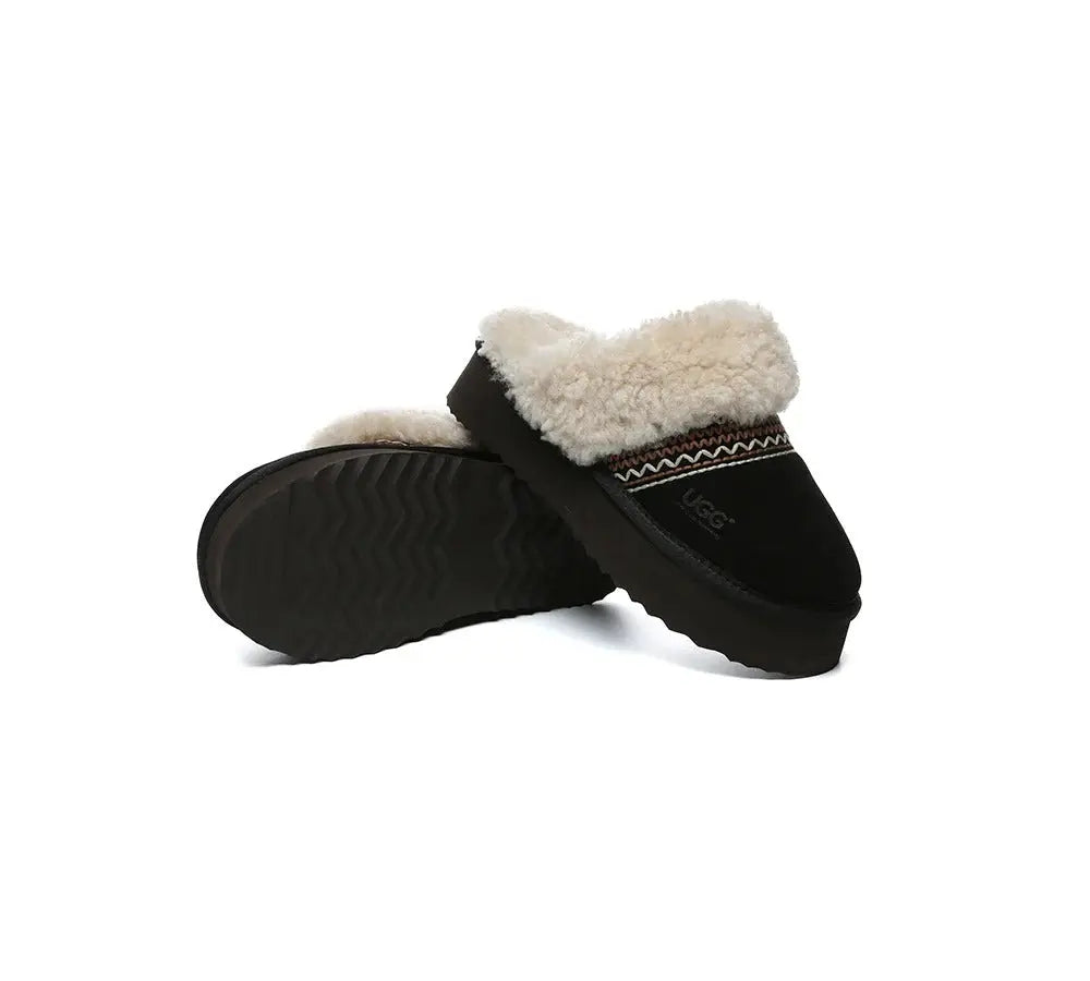 AUSTRALIAN SHEPHERD® UGG Slippers Sheepskin Wool Knitted Platform Isle InflSelection