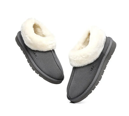 Premium UGG Slippers Sheepskin Wool Ankle Homey Women Men InflSelection