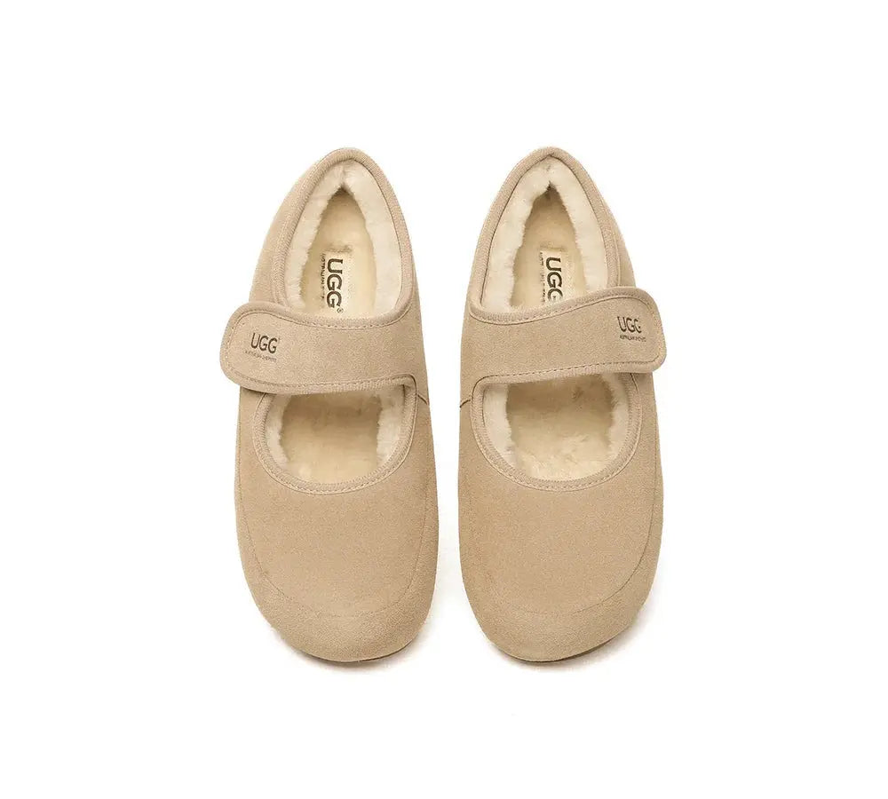 Premium UGG Slippers Sheepskin Wool Adjustable Strap Mary Jane Millie Women InflSelection