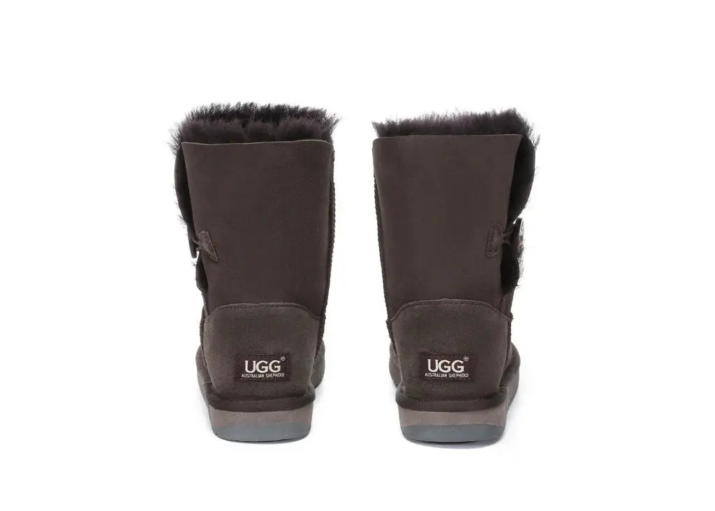 AUSTRALIAN SHEPHERD® UGG Boots Double Face Sheepskin Wool Short Button Women Men InflSelection
